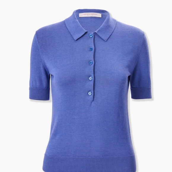 Carolina Herrera Polo Navy Blue Gold Embroidered Crest Cotton T-shirt Wom… - Picture 11 of 15